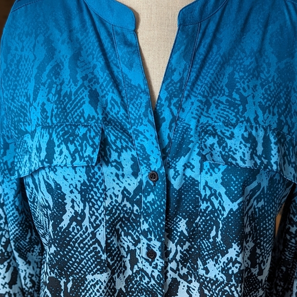 Calvin Klein Ombre Snakeskin Print Blouse - Picture 10 of 12